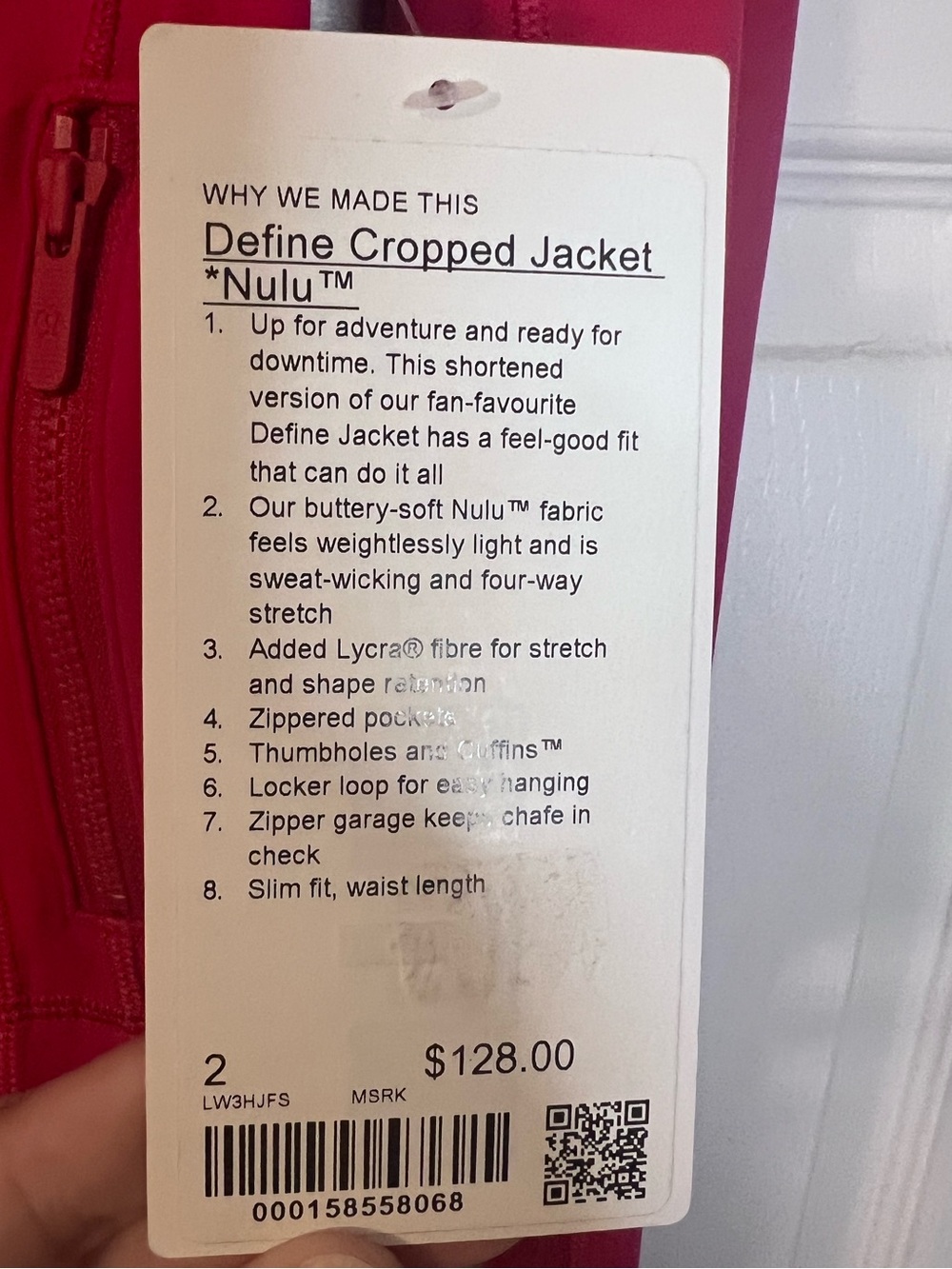 #614 Lululemon NWT Define Cropped Jacket Nulu Mulberry Spark Sz 2 Rare Sold Out - Picture 4 of 4